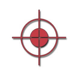 Free clip art picture of a rifles' cross hairs.This image is provided free from Acclaim Images.